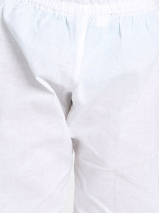 This white cotton printed Kurta set is so adorable
