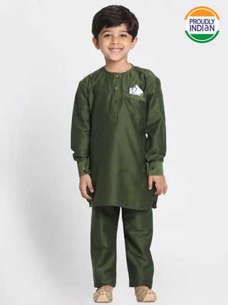 Buy this dark green kurta for your cute male child