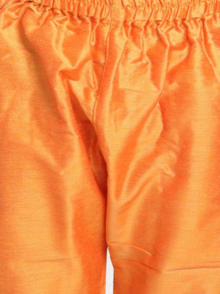 Boys' Orange Cotton Silk Blend Kurta and Pyjama Set
