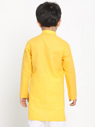 JBN CREATION Boy's Yellow Solid Kurta