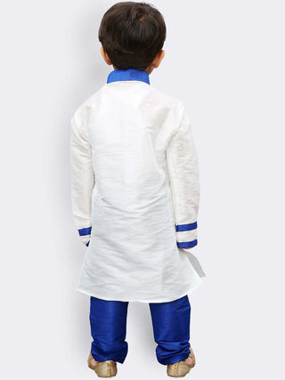 JBN Creation Boys White Yoke Design Kurta With Pyjama Set