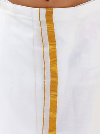 JBN Creation Boys Maroon & White Shirt with Dhoti Pants