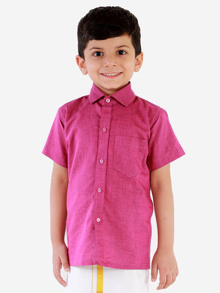 JBN Creation Boys' Majenta Purple Cotton Short Sleeves Ethnic Shirt
