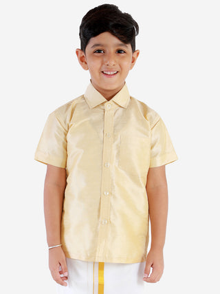 Vastramay Boys' Parmesan Silk Short Sleeves Ethnic Shirt