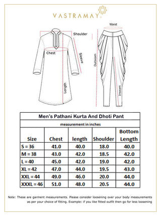 VASTRAMAY Men's Beige Cotton Blend Pathani Suit Set