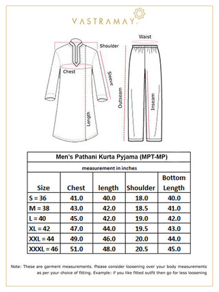 VASTRAMAY Men's White Cotton Blend Pathani Suit Set