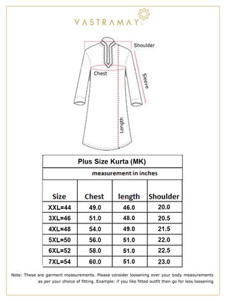 VASTRAMAY Men's Plus Size Black Cotton Kurta
