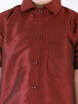 Vastramay Wine Silk Blend Baap Beta Ethnic Shirt Set