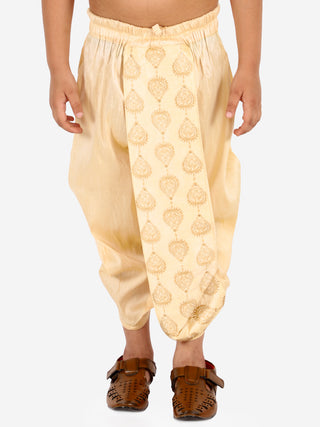 VASTRAMAY Boys' Gold Silk Blend Embroidered Dhoti
