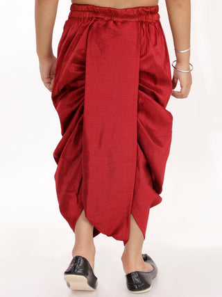 VASTRAMAY Boys' Maroon Blend Embroidered Dhoti