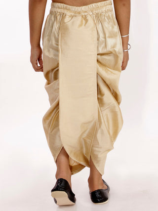 VASTRAMAY Boys' Gold Silk Blend Embroidered Dhoti