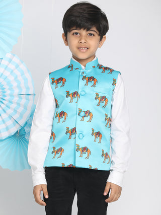 VASTRAMAY Boys Aqua Nehru Jacket
