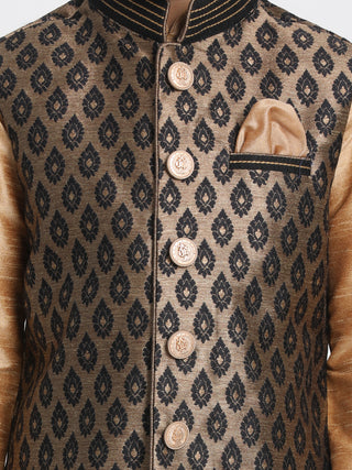 Vastramay Silk Blend Black and Gold Baap Beta Ethnic Jacket