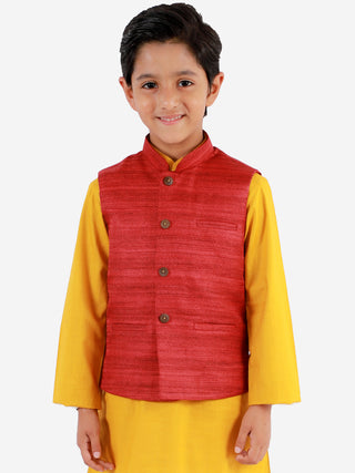 Vastramay Maroon Baap Beta Ethnic Jacket Set
