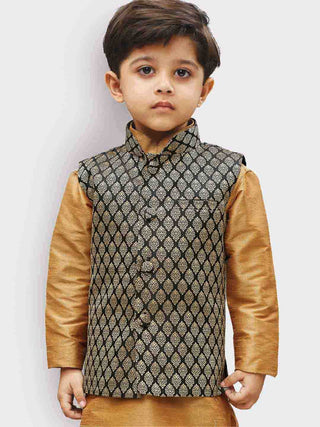 Vastramay Boys' Black Silk Blend Nehru Jackets