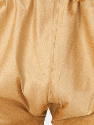 VASTRAMAY Boys' Gold Cotton Silk Kurta, Waistcoat and Pyjama Set
