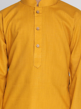 VASTRAMAY Mustard Cotton Baap Beta Kurta Pyjama Set