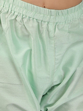 VASTRAMAY Mint Green Color Viscose Kurta Pyjama Siblings Set