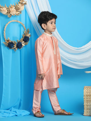 VASTRAMAY Pink Color Viscose Kurta Pyjama Siblings Set