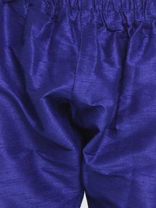 Boys' Light Blue Cotton Silk Blend Kurta and Pyjama Set