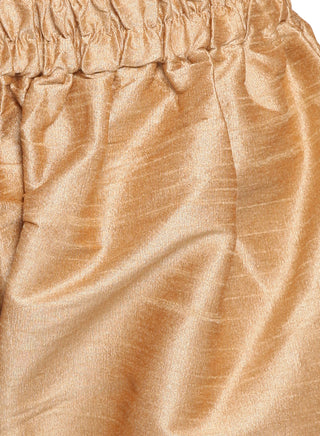 VASTRAMAY Silk Blend Beige And Rose Gold Woven Sibling Set