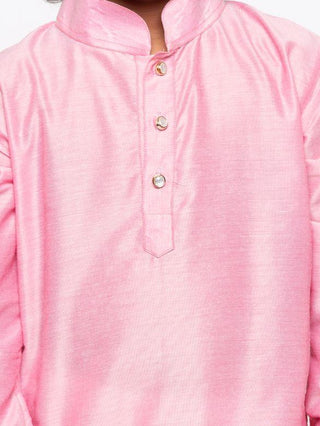Boys' Pink Cotton Kurta and Pyjama Set