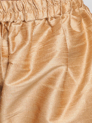 Vastramay Silk Blend Beige and Rose Gold Baap Beta Kurta Pyjama set