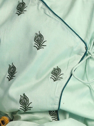 Vastramay Boys' Green Embroidered Krishna Kurta And Dhoti Set