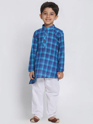 Boys' Blue Cotton Kurta and Pyjama Set