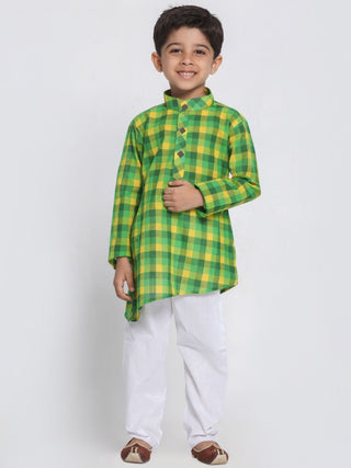 Boys' Green Cotton Kurta and Pyjama Set