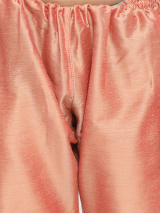 VASTRAMAY Boys Pink Printed Angrakha Kurta with Pyjamas