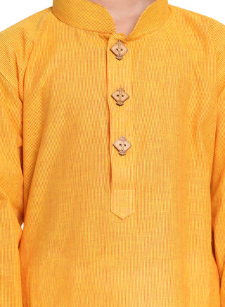 VASTRAMAY Boys' Mustard Yellow Handloom Pure Cotton Kurta