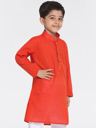 VASTRAMAY Boy's Red Handloom Pure Cotton Kurta