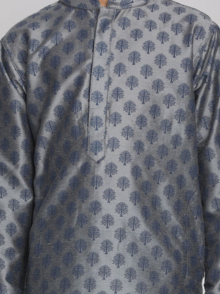 VASTRAMAY Boy's Grey Printed Kurta With Pyjama Set