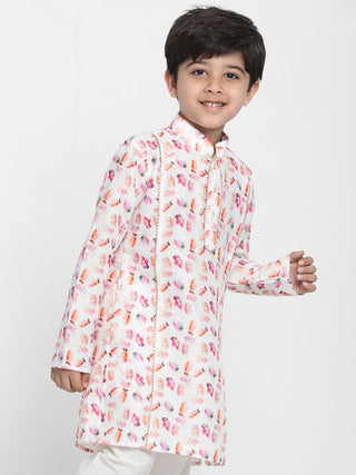 VASTRAMAY Boy's Multi-coloured Printed Embellished Kurta