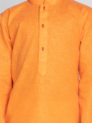 Vastramay Orange And White Baap Beta Kurta And Pyjama Set