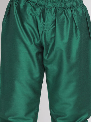 VASTRAMAY Boys' Green Jacquard Kurta Pyjama Set
