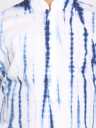 Vastramay Blue And White Tie- Dye Kurta Baap Beta Set