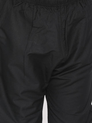 JBN CREATION Boys' Black Jacket Style Kurta And Black Pyjama Set