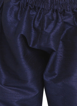 JBN CREATION Boys' Navy Blue Jacket Style Kurta And Navy Blue Pyjama Set