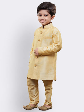 Boys' Gold Silk Blend Sherwani