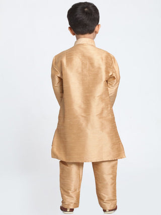 Boys' Gold Cotton Silk Kurta and Pyjama Set