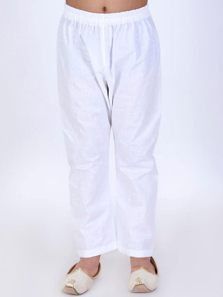 VASTRAMAY Boy's White solid relax-fit Pyjama