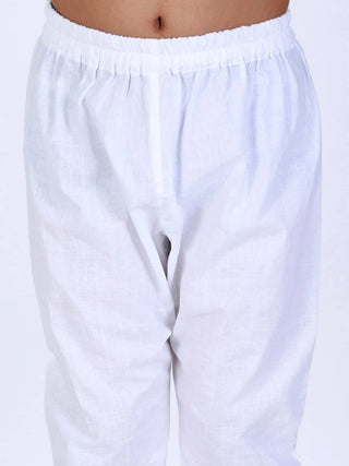 VASTRAMAY Boy's White solid relax-fit Pyjama