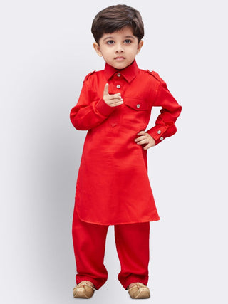 Boys' Red Cotton Pathani