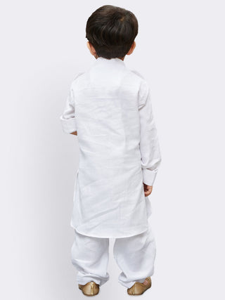 Boys' White Cotton Pathani