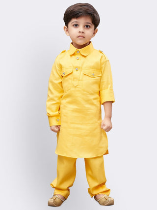 Boys' Yellow Cotton Pathani