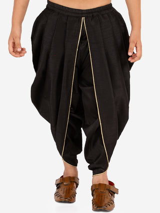 VASTRAMAY Boys' Black Silk Blend Solid Dhoti Pant