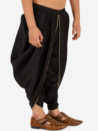 VASTRAMAY Boys' Black Silk Blend Solid Dhoti Pant