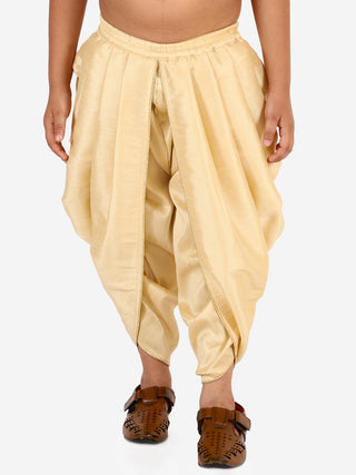 VASTRAMAY Boys' Gold Silk Blend Solid Dhoti Pant
